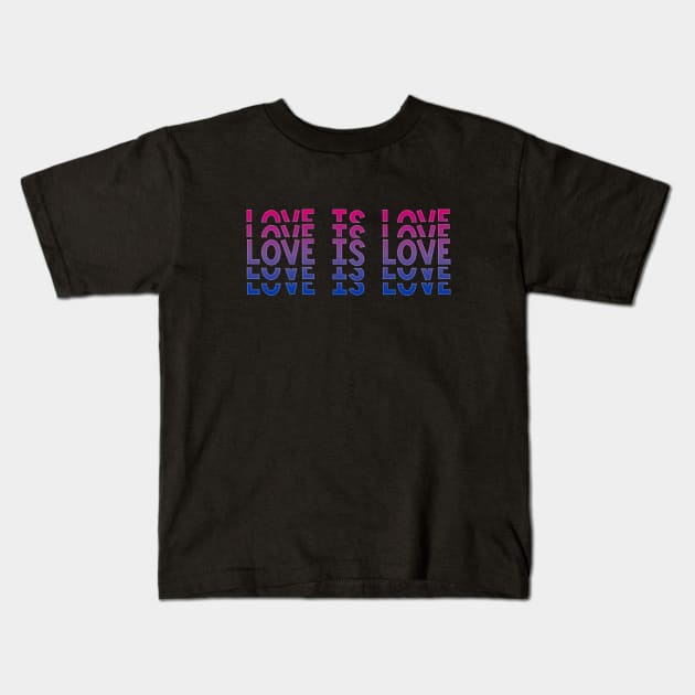 Vintage Retro Love is Love Bisexual Stacked Letters Bi Pride Kids T-Shirt by AmbersDesignsCo